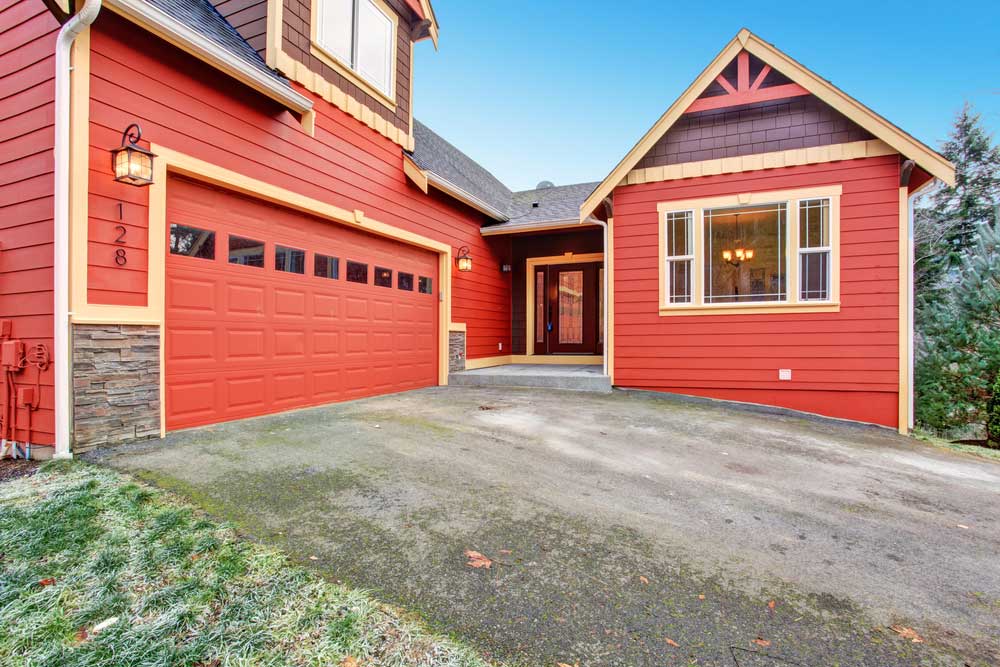 red siding on side of house